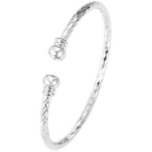 Women's Basic Platinum Simple 18k Real Gold Platinum Plated Fine Cuff Bracelets